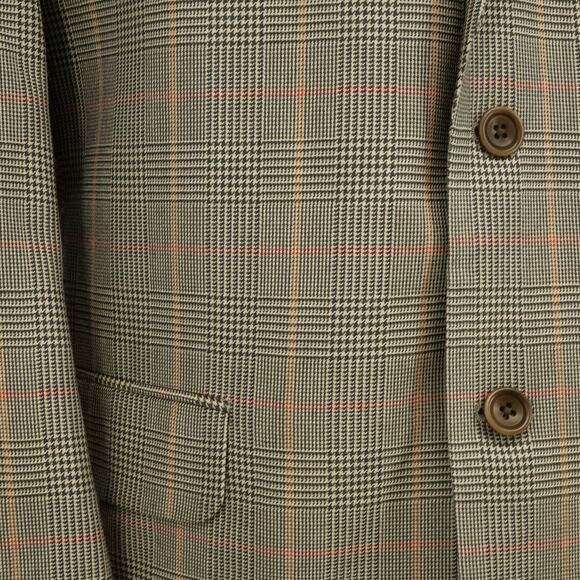 M Sport Coat Mens 42R Beige Black Silk Windowpane Plaid Jacket Lined Career - Picture 11 of 16